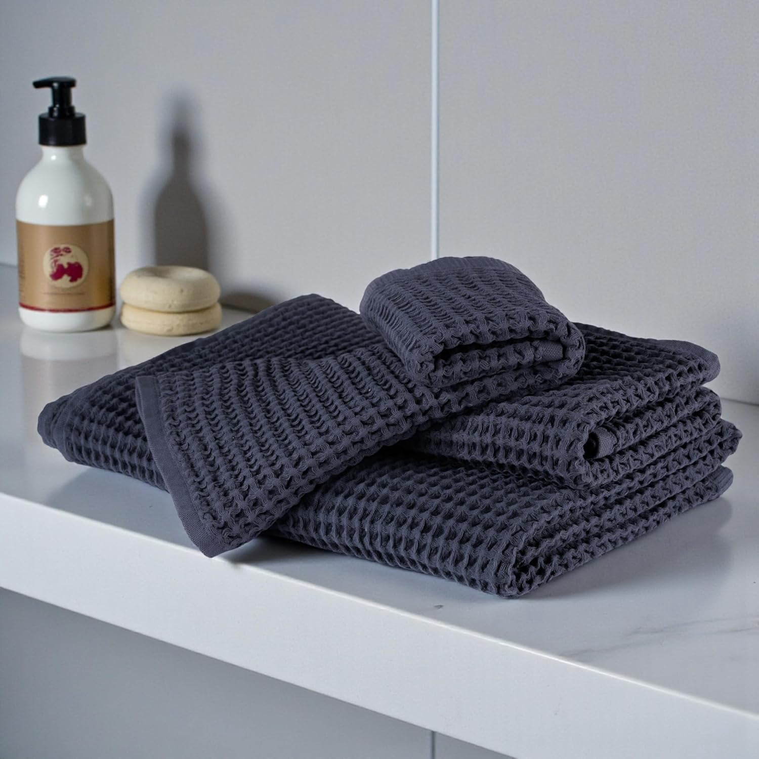 DEMMEX Organic Cotton Waffle Turkish Bath Towel, 60x30 in – 100% Oeko-TEX Certified Ultra Soft Premium Turkish Cotton - Lightweight Quick Dry Waffle Weave Turkish Towel (Charcoal)