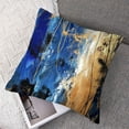 thumbnail image 7 of Acheng Gold and Blue Abstract Art Short Plush Pillowcase Set of 2 White, 7 of 7
