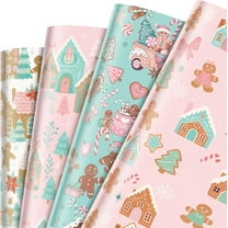 Neighborly Nook 12 Sheet Christmas Wrapping Paper Not Roll Vintage Funny Animal Gift Wrap Folded Flat for DIY Crafts Birthday Holiday Xmas Party Supplies, 20" x 28"(Gingerbread Man,Pastel Color)
