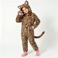 thumbnail image 5 of Faraee Kids Halloween Funny Pajamas 2-10 Years Flannel Fleece Black Leopard Hood Cat Costume Girls Boys Animal Cosplay Party One Piece Romper 2T 3T 4T 5T 6T, 5 of 6