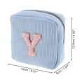 thumbnail image 2 of Unique Bargains 1 Pc Letter Y Pattern Makeup Bag for Travel Blue Corduroy, 2 of 6