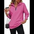 thumbnail image 1 of Sudaderas de Gran Tamaño para Mujer, Suéteres de Otoño, Sudaderas con Capucha de Moda, Jersey con Media Cremallera, Camisas de Larga, Ropa Rosa Roja M, 1 of 10