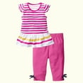 thumbnail image 5 of Cethrio Kids Girls Outfit Set, Elastic Waist Stripe Flutter Sleeve T-Shirts&Shorts Sets Hot Pink Size 4 T, 5 of 5