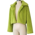 thumbnail image 7 of Women's Oversized Cardigan Sweater Lightweight Trendy Homewear Fluffy Turn-Down Collar Fur Short Loose Classic Sweater Tops Green XXL, 7 of 7