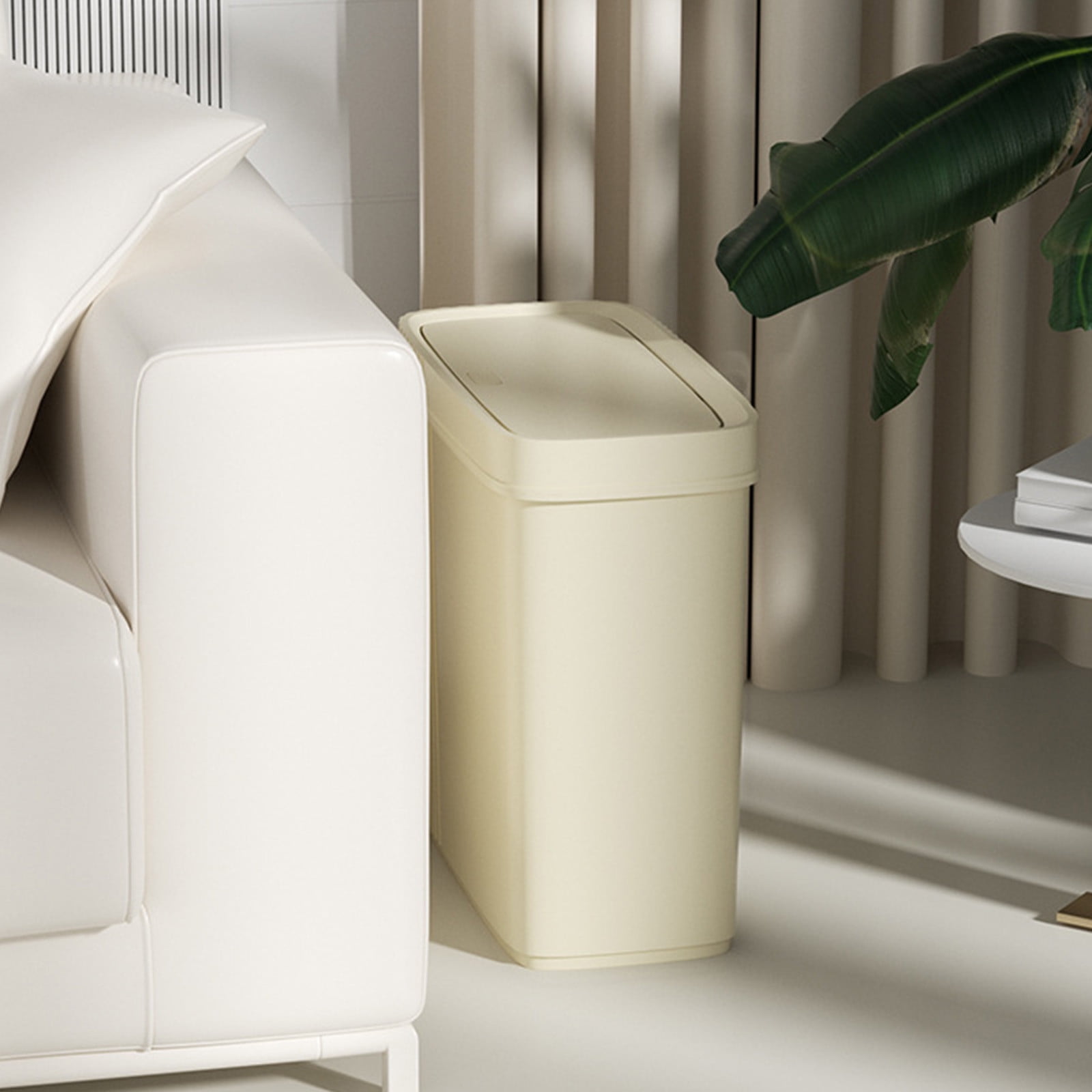 Bathroom Trash Can with Pop-Up Lid, Odor-Locking Garbage Bin – Press Button Open, Leak-Proof, Compact for Toilet Office Bedroom Living Room Small Spaces