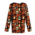 thumbnail image 6 of Halloween Tops for Women Long Sleeve Casual Pullover Shirts Crewneck Loose Blouse Fall Apparel Novelty Retro Pumpkin Bat Grid Graphic Print Party Top, 6 of 6