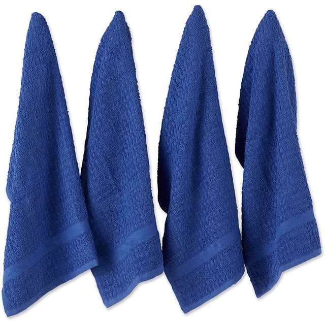 DII Basic Terry Collection Waffle Dishtowel Set, 15x26, Solid Blueberry, 4 Piece