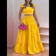thumbnail image 4 of Conjunto de 2 Piezas para Mujer: Top Corto con Tirantes Finos y Falda Larga con Volantes y Cintura Fruncida Amarillo S, 4 of 6