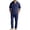 Navy, variant on Men's 2 Piece Hooded Short Sleeve Shirt And Long Pants Set, Lightweight Linen Style Casual Summer Outfit For Vacation, Daily Wear And Outdoor Loungewear,White,L