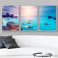 thumbnail image 3 of wall26 - 3 Piece Framed Canvas Wall Art - Fantastic Morning Blue Sea Glowing by Sunlight. Dramatic Scene - Modern Home Art Stretched and Framed Ready to Hang - 24"x36"x3 WHITE, 3 of 5