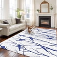 thumbnail image 2 of Navy Blue Branches Birds Area Rugs 5'x8', Washable Small Throw Rugs for Classroom Bedroom, Abstract Forest Silhouettes Indoor Outdoor Rug Non-Slip Low Pile Carpet Runner Reversible Floor Mats, 2 of 8