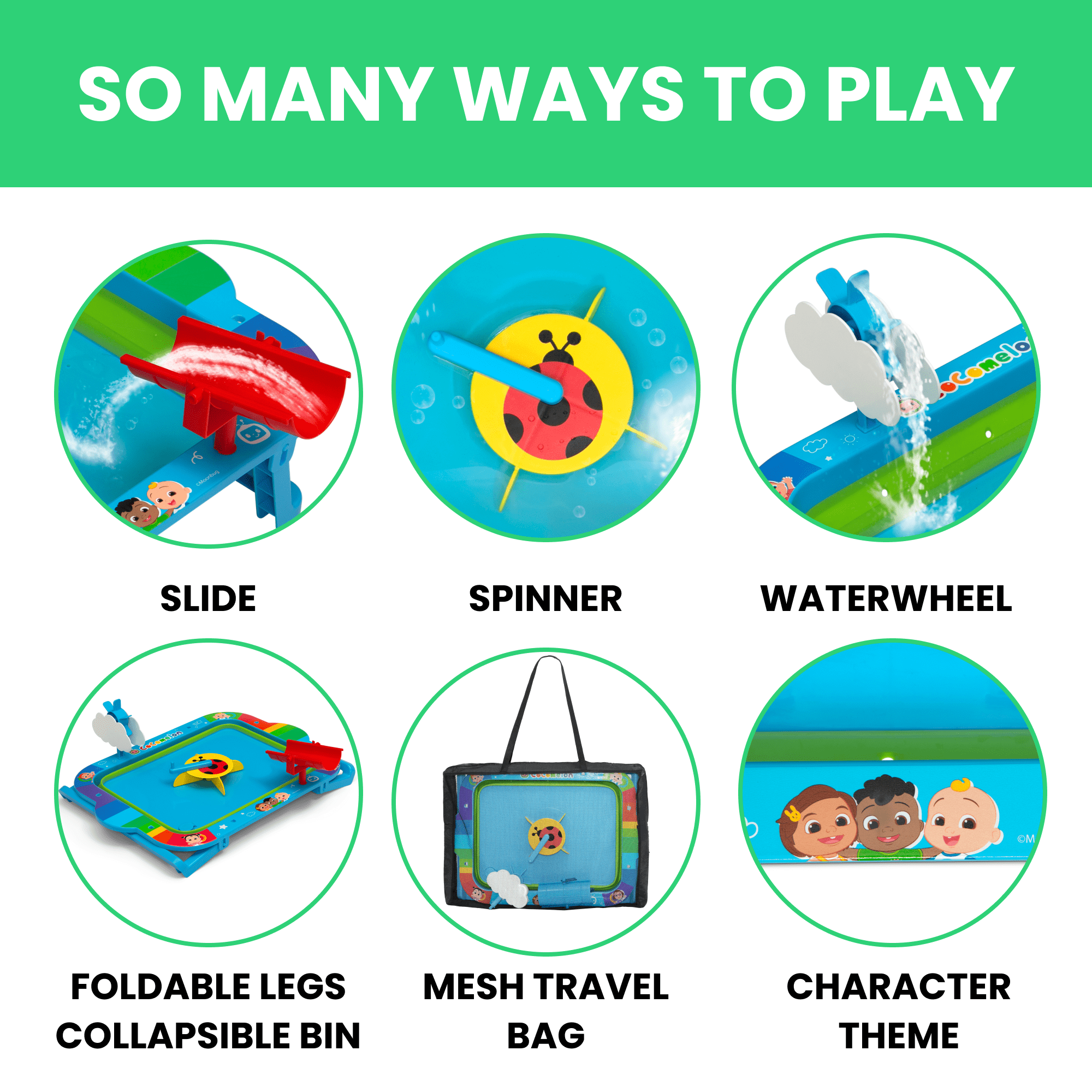 CoComelon Water Activity Table by Delta Children - Collapsible & Portable - Ideal for Travel, Blue