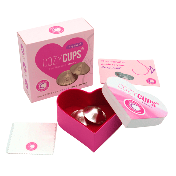 COZYMOM™ Pure Silver Nursing Cups 55mm– Nipple Care for Breastfeeding Moms – Soothe Sore Nipples – Hypoallergenic, Reusable – Complete Nursing Support – Gift for Mom-to-Be