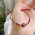 thumbnail image 4 of Small Red Flower Natural Cinnabar Bracelet, 4 of 7