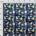 thumbnail image 2 of oneOone Cotton Silk Navy Blue Fabric Floral|Rat & Cat Cartoon Sewing Material Print Fabric By The Yard 42 Inch Wide, 2 of 4