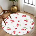 thumbnail image 3 of Non-Slip Rug Pad Rugs Summer Cherry Red Watercolor Round Area Rugs 7Ft Soft Carpet Pads for Living Room Kids Room, Farm Fruit Harvest, 3 of 9