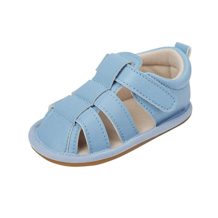 

Lovskoo 2024 Unisex Baby First Walking Shoes 0-15 Months Infant Slingback Sandals Toddler Boys Girls Shoes Soft Sole Non-Slip Shoes Light Blue