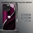 thumbnail image 2 of Sparkling Heart Hard Case for iPhone, Personalized Diamond Heart Tempered Glass Case for iPhone 17/16/15/14/13 Pro Max, Shockproof Glitter Protective Cover, 2 of 4
