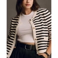 thumbnail image 4 of Lentta Women's Striped Knit Cardigan Sweater Crew Neck Long Sleeve Button Front Outerwear, 4 of 7