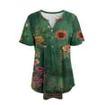 thumbnail image 4 of Blusas para las Mujeres Vestido Casual de Manga Larga Plisado Floral Estampado Cuello en V, Camiseta de Botón de Verano con Ajuste Suelto, Mezcla de Poliéster Spandex, 4 of 9
