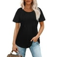 thumbnail image 5 of NANAIQ Short Sleeve Women's Tops Pleated Casual Crew Neck T Shirts for Women Soft Fashion Skin-Friendly Womens T Shirts Summer Tops Black S, 5 of 8