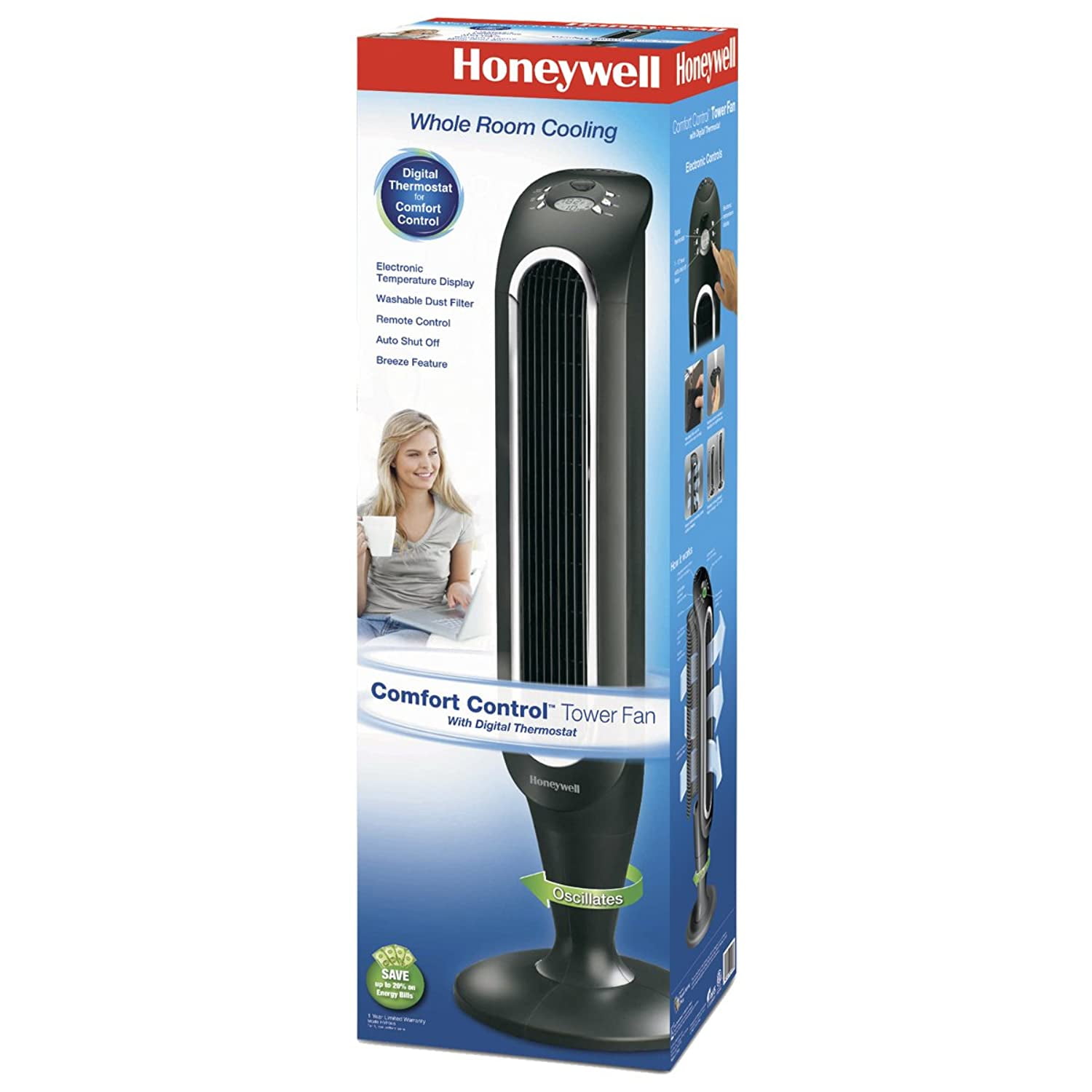 Honeywell Fresh Breeze Tower Fan with 