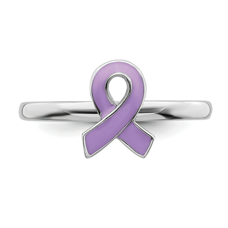 Sterling Silver Stackable Expressions Purple Enameled Awareness Ribbon Ring Sterling Silver Stackable Expressions Purple Enameled Awareness Ribbon Ring