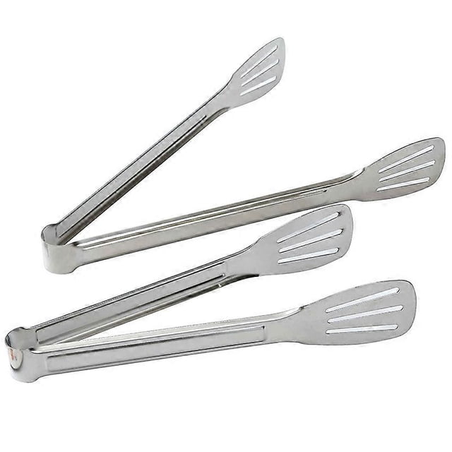 2Pcs 9-Inch Cooking Tongs 304 Stainless Steel Kitchen Tongs, Easy to clean and store, Great for cooking, grilling, Barbecue and frying, openwork desig