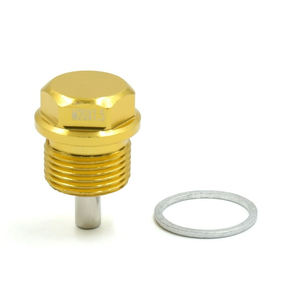 Unique Bargains M20 x 1.5 Gold Tone Magnetic Engine Oil Pan Drain Bolt Screw w Billet for Car