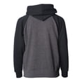 thumbnail image 3 of Independent Trading Co. Youth Lightweight Special Blend Raglan Zip Hood PRM15YSBZ Carbon/ Black XS, 3 of 5