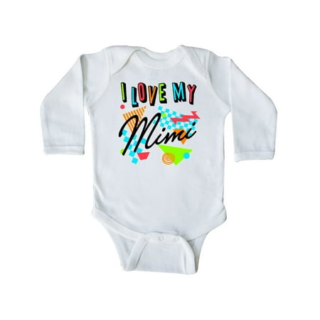 

Inktastic I Love my Mimi- 80s retro style Gift Baby Boy or Baby Girl Long Sleeve Bodysuit