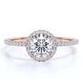 thumbnail image 1 of JeenMata Anillo de Compromiso de 1,75 Quilates con Corte Redondo y Halo Pavé en Baño de Oro Rosa de 18 K sobre Plata, 1 of 5
