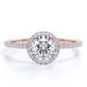 thumbnail image 1 of JeenMata Anillo de Compromiso de 1,75 Quilates con Corte Redondo y Halo Pavé en Baño de Oro Rosa de 18 K sobre Plata, 1 of 5