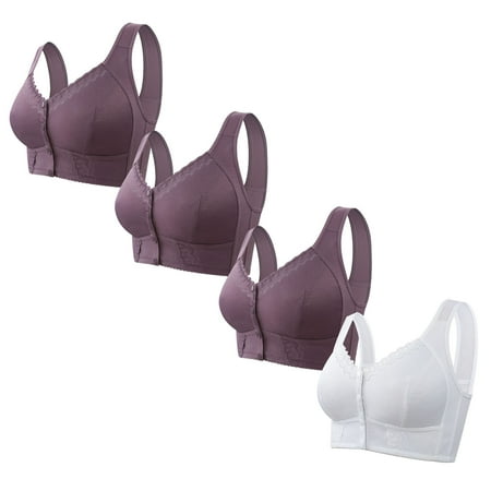Black of Friday Deals!Clearance Staron 4PC Wireless Bras for Women No Underwire Front Closure Bra Wireless Stretch Bra Comfortable Daily Underwear Bras Everyday Bra