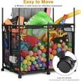 thumbnail image 4 of Rolling Mesh Pool Storage Bin Cart Double Decker Outdoor Towel Hanger Organizer w/Towel Drying Bars for Pool Toys, Large, 36" L x 24" W x 57" H, Extended Sturdy Connector & Metal Frame, Black, 4 of 18