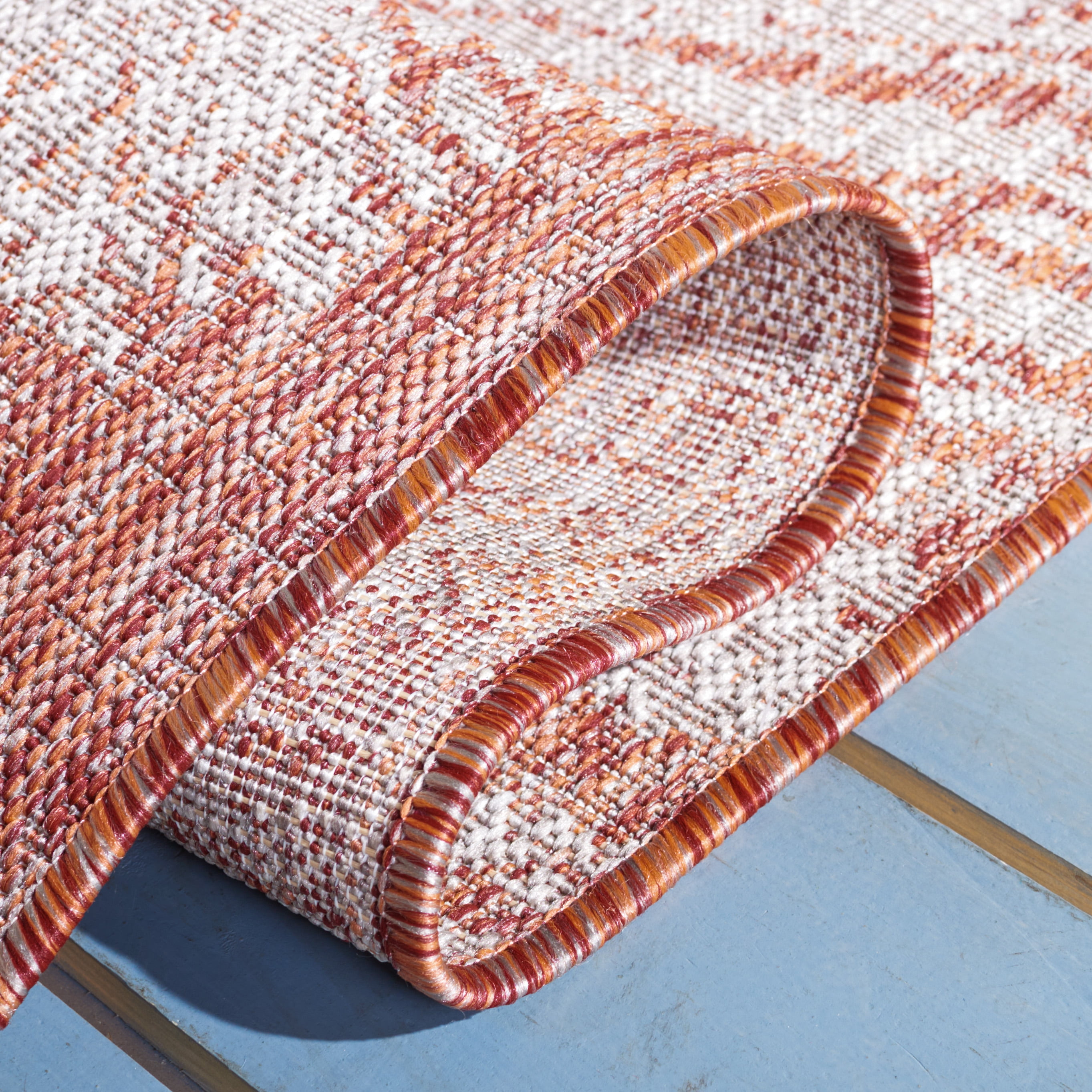 SAFAVIEH Courtyard Jaymz Radiant Indoor/Outdoor Runner Rug, Beige/Red, 2'3" x 8'