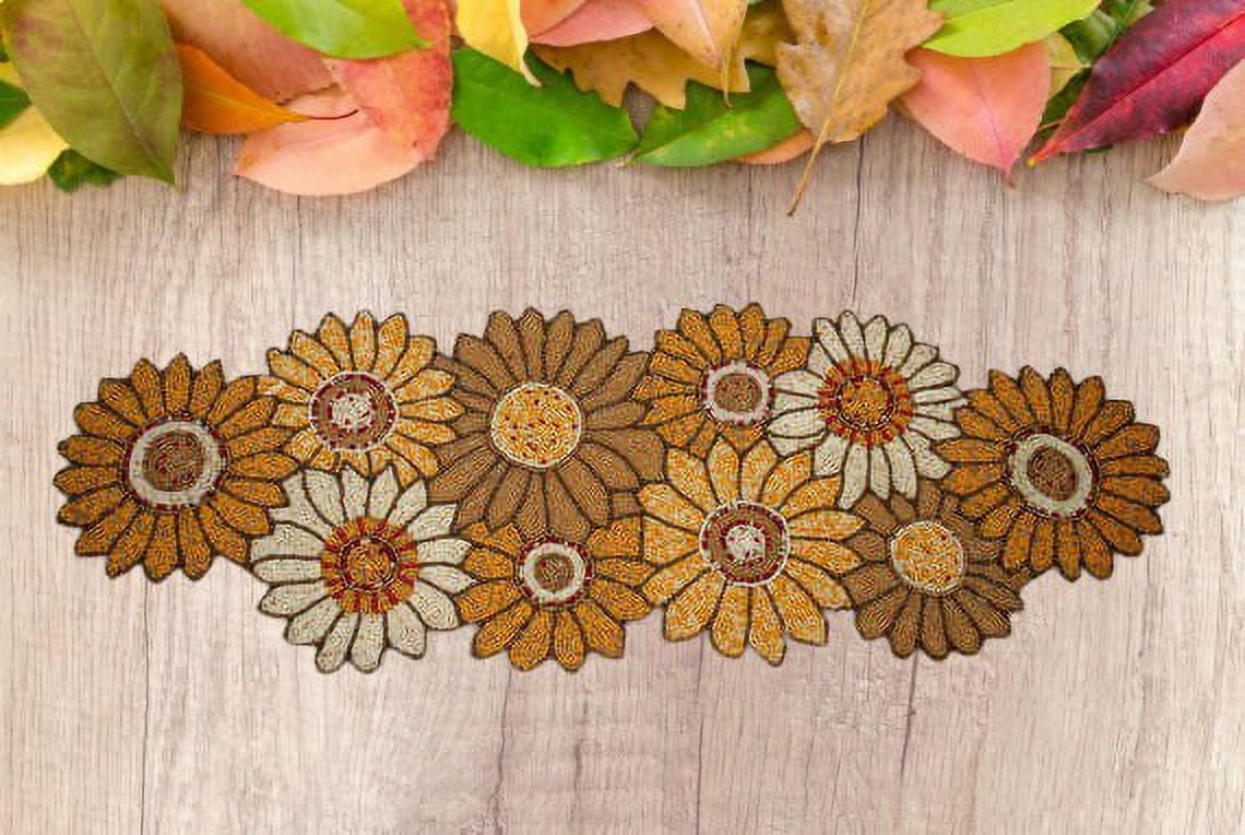 Set of 13 Pieces, Sunflower Table Runner And Placemat Set, Beaded Table Runner And Tablemat Set, Wedding Table Decoration