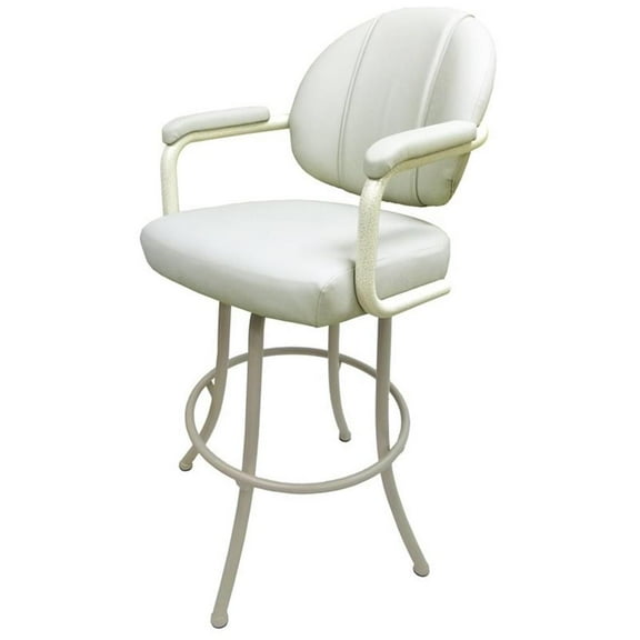 Tobias Designs 34" Vinyl Upholstered Swivel Tilt Extra Tall Bar Stool in Beige