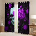thumbnail image 2 of Manfei Gothic Skull Skeleton Curtains Pack of 2 (42x84 Each), Purple Floral Curtains Blackout, Halloween Living Room Curtains, Luxury Bedroom Decor, 2 of 6