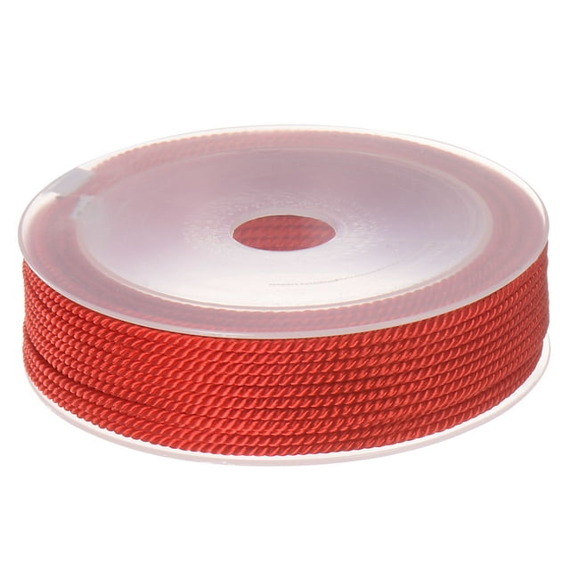 Unique Bargains Cordon de Perlage en Ficelle de Nylon Torsadée 2 mm 13 M/43 Pieds, Corde Tressée en Nylon Extra Solide, Rouge