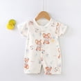 thumbnail image 2 of HCNTES Child Baby Boys Girls Unisex Short Sleeve Bodysuit One-Piece Jumpsuit Infant Kids Cute Pajamas Sleepwear Loungewear for Spring Summer(Z01-Brown,0-6 Months), 2 of 4