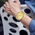 thumbnail image 3 of Men's Luxury Analog Quartz Gold Wrist Watches Business Stainless Steel Band Dress Wrist Watch Classic Calendar Date Window 3ATM Water Resistant, 3 of 6