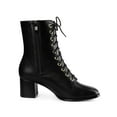 thumbnail image 3 of BLISSFUL STEP Women's Boots Lace Up Block Heels Ankle Combat Boots Black 9, 3 of 8