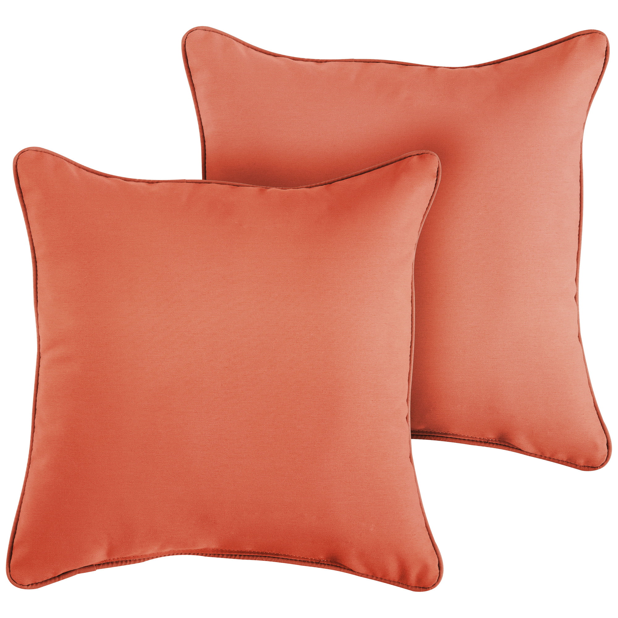 Throw Pillow Sunbrella Fabric w/ UV-Protection and Fade Resistant Orange 2-Pack