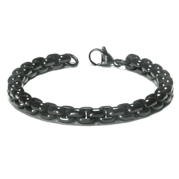 Black Titanium 7MM Box Link Bracelet 10"