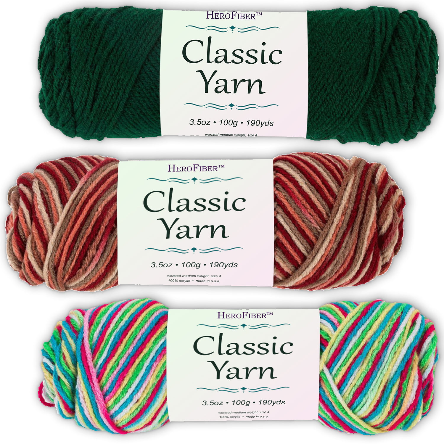 Soft Acrylic Yarn 3 Pack 3 5oz Ball Green Forest Blend Sedona Blend Rainbow Great Value For Knitting Crochet Needlework Arts Crafts Projects Gift Set For Beginners And Pros Alike