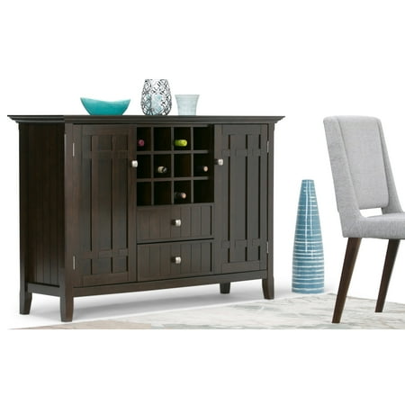 Simpli Home - Bedford Sideboard Buffet and Wine Rack - Dark Chestnut Brown