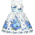 thumbnail image 2 of Sunny Fashion Girls Dress Blue Butterfly Casual Floral Party 6 Years, 2 of 9