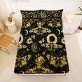 thumbnail image 5 of Homewish Black Gold Moth Bed Sheets,Halloween Skull Full Size Sheets,Moon Flower Bed Set,4 Pieces,1 Flat Sheet, 1 Fitted Sheet and 2 Pillowcases, 5 of 6