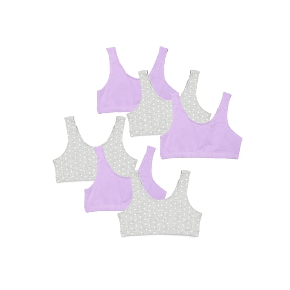 Wonder Nation Girls Scoop Bralette Bra, 6-Pack, Sizes XS-XXL